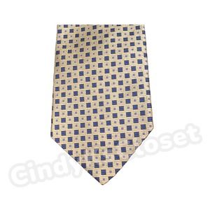 Tommy Hilfiger Men’s Yellow & Blue Tie 100% Silk EUC
